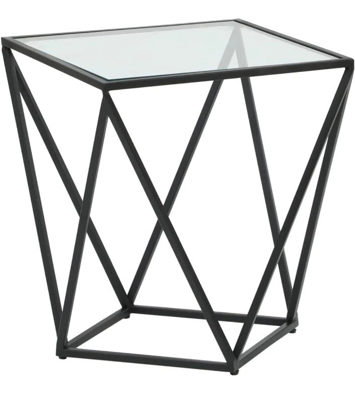 Geometric Pattern with Glass Top Side Table