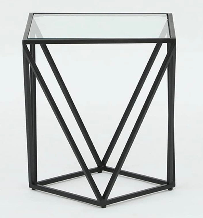 Geometric Pattern with Glass Top Side Table