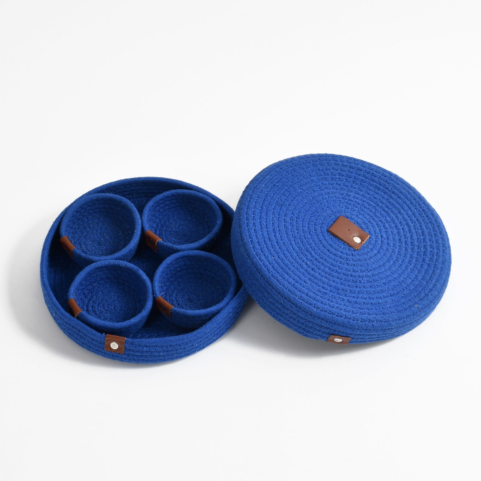 Round Jute Dry Fruits Tray with 4 Bowls