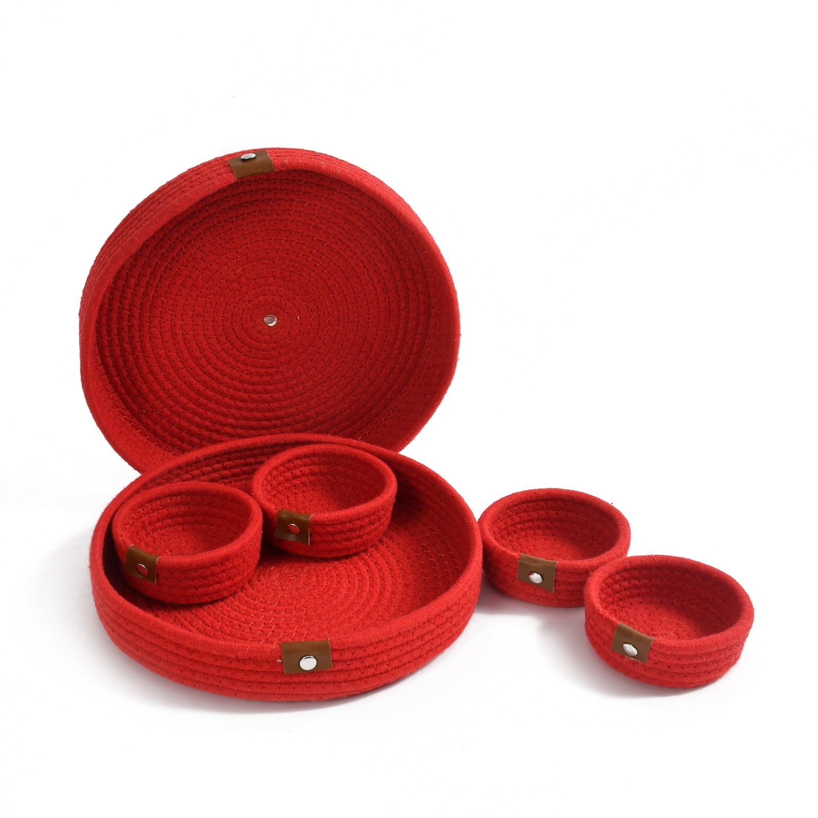 Round Jute Dry Fruits Tray with 4 Bowls