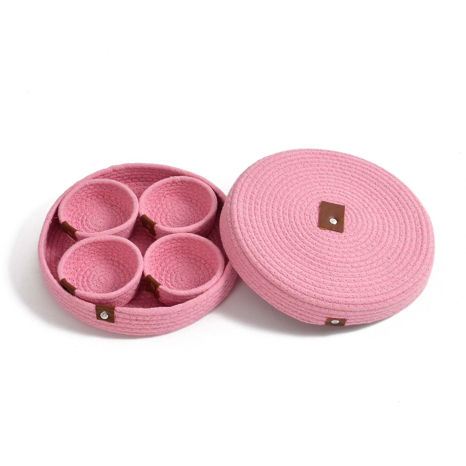 Round Jute Dry Fruits Tray with 4 Bowls