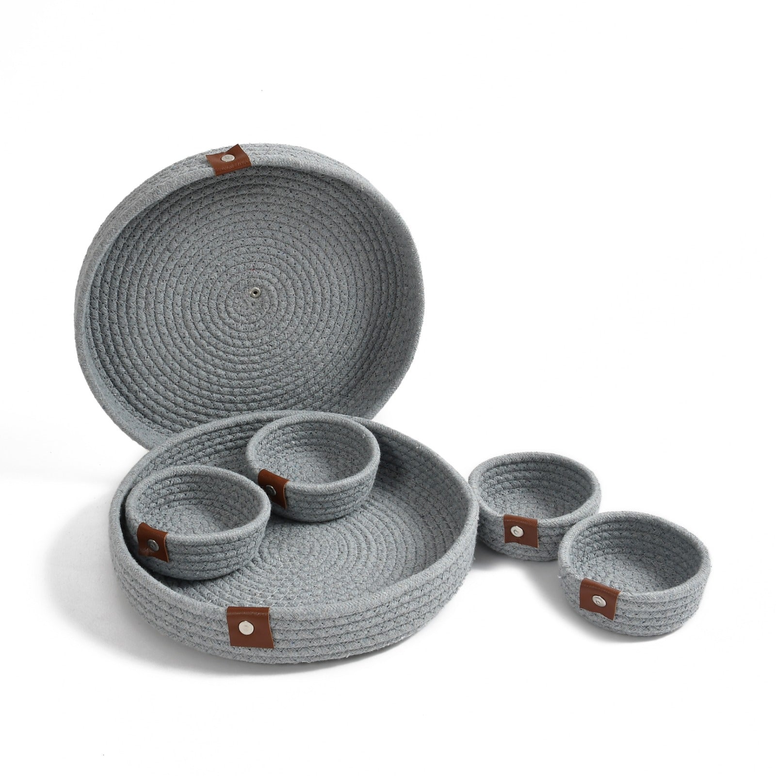 Round Jute Dry Fruits Tray with 4 Bowls