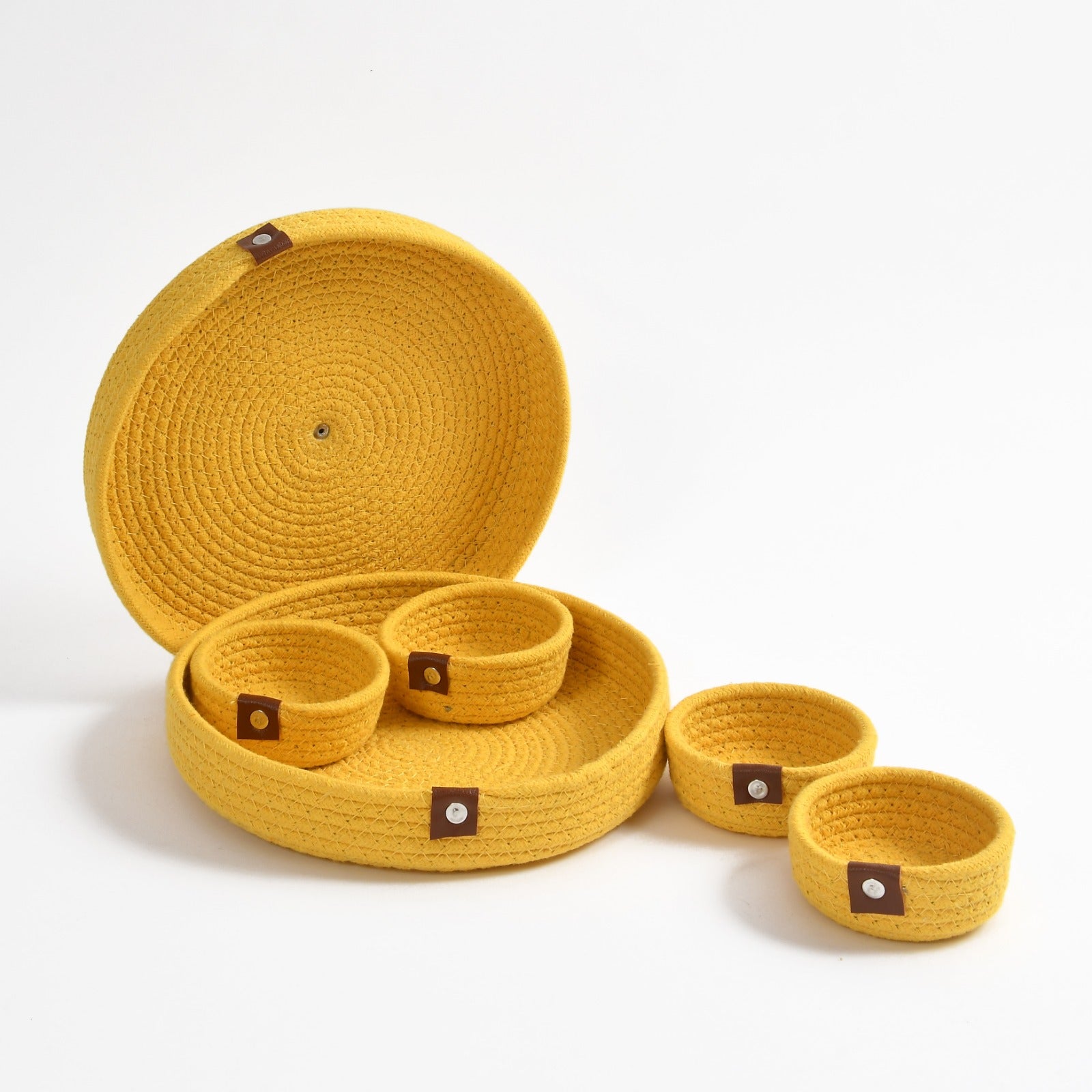 Round Jute Dry Fruits Tray with 4 Bowls