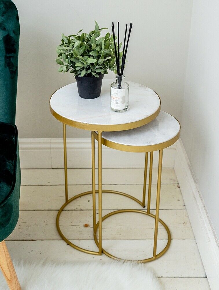 Marble Top Nesting Duo Side Tables