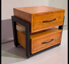 Wooden 2 Drawers Cabinet with Metal Sides