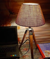 Wooden Tripod Table Lamp with Jute Shade