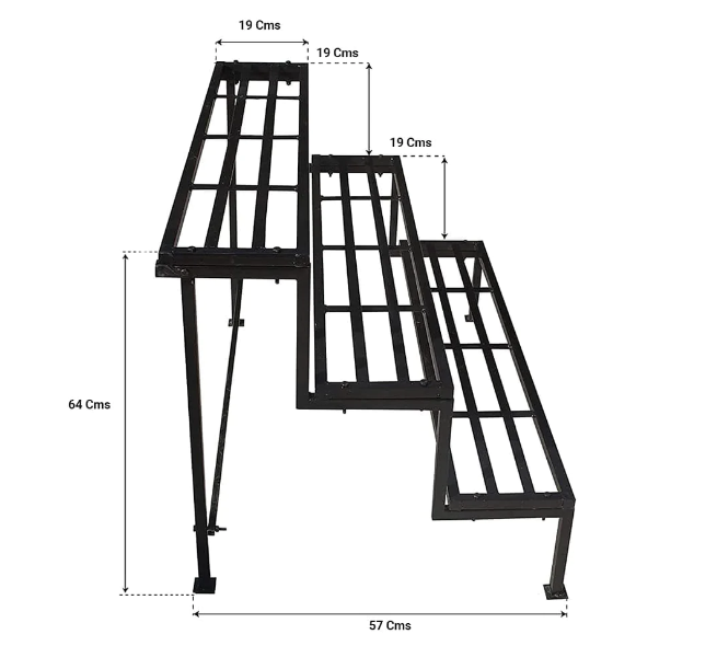 3 Step Plant Stand for Outddor Balcony Garden Use