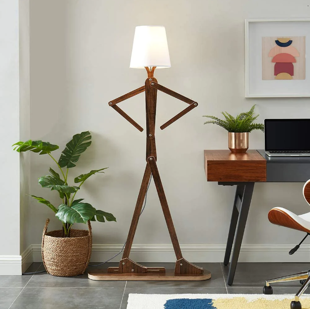 Decorative Swing Arm Wooden Floor Lamp