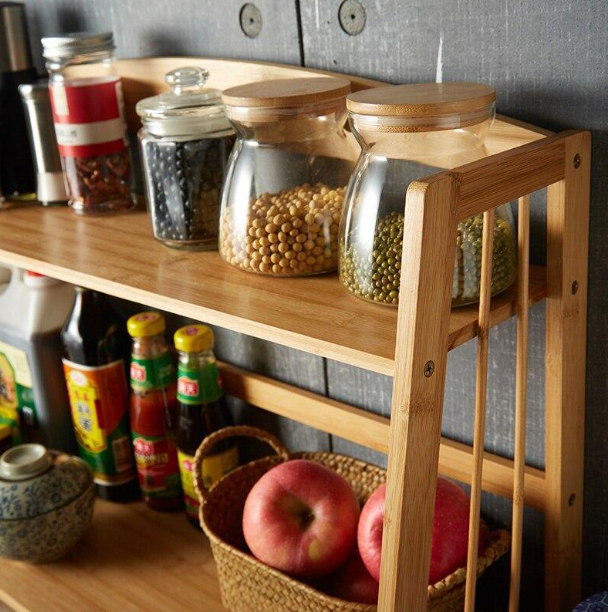 Kitchen 2-tier Wooden Rack for Spice Small Items