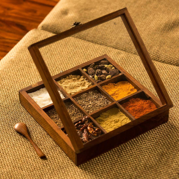 Sheesham Wood Spice Box with Spoon