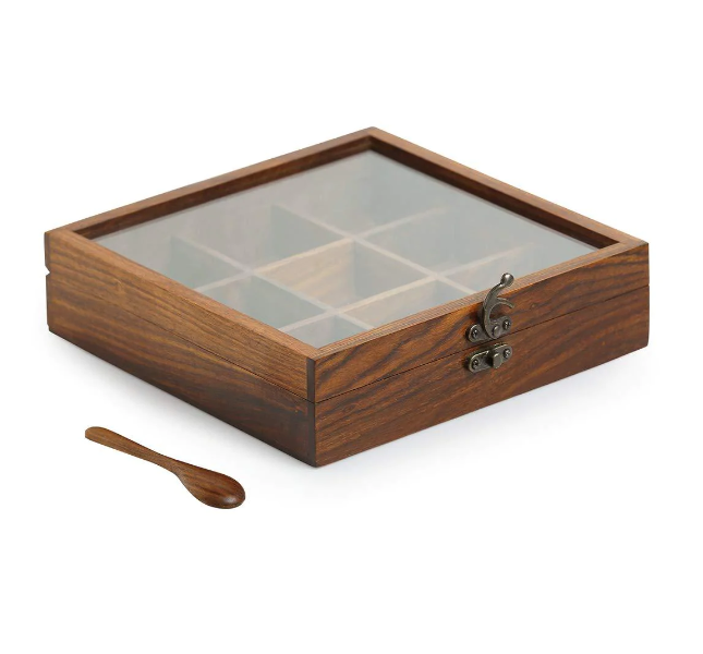 Sheesham Wood Spice Box with Spoon