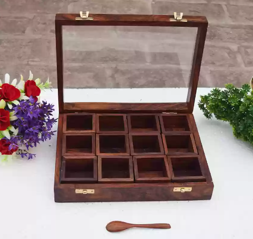 Sheesham Wood Spice Box with Spoon