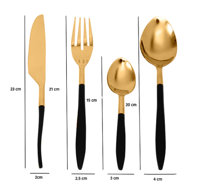 Midnight Opulence Black & Gold Cutlery Set of 4