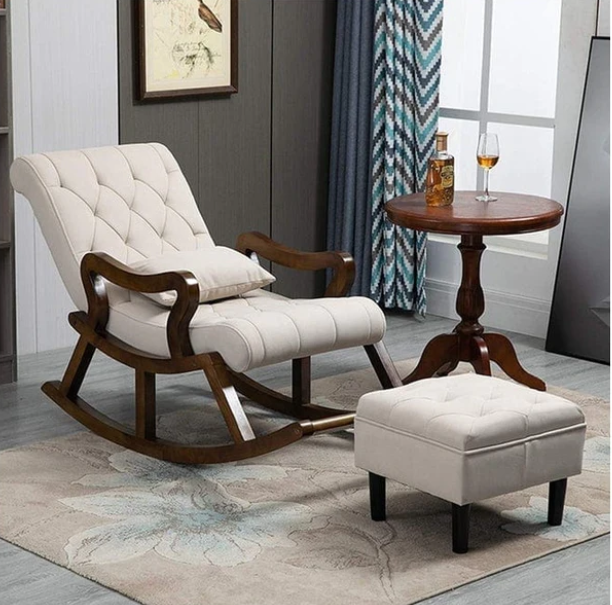 Rocking Chair with Footrest Stool