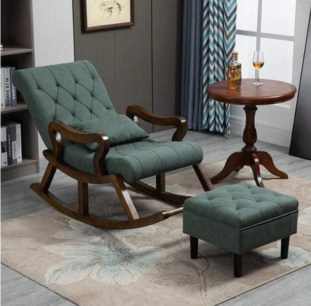 Rocking Chair with Footrest Stool