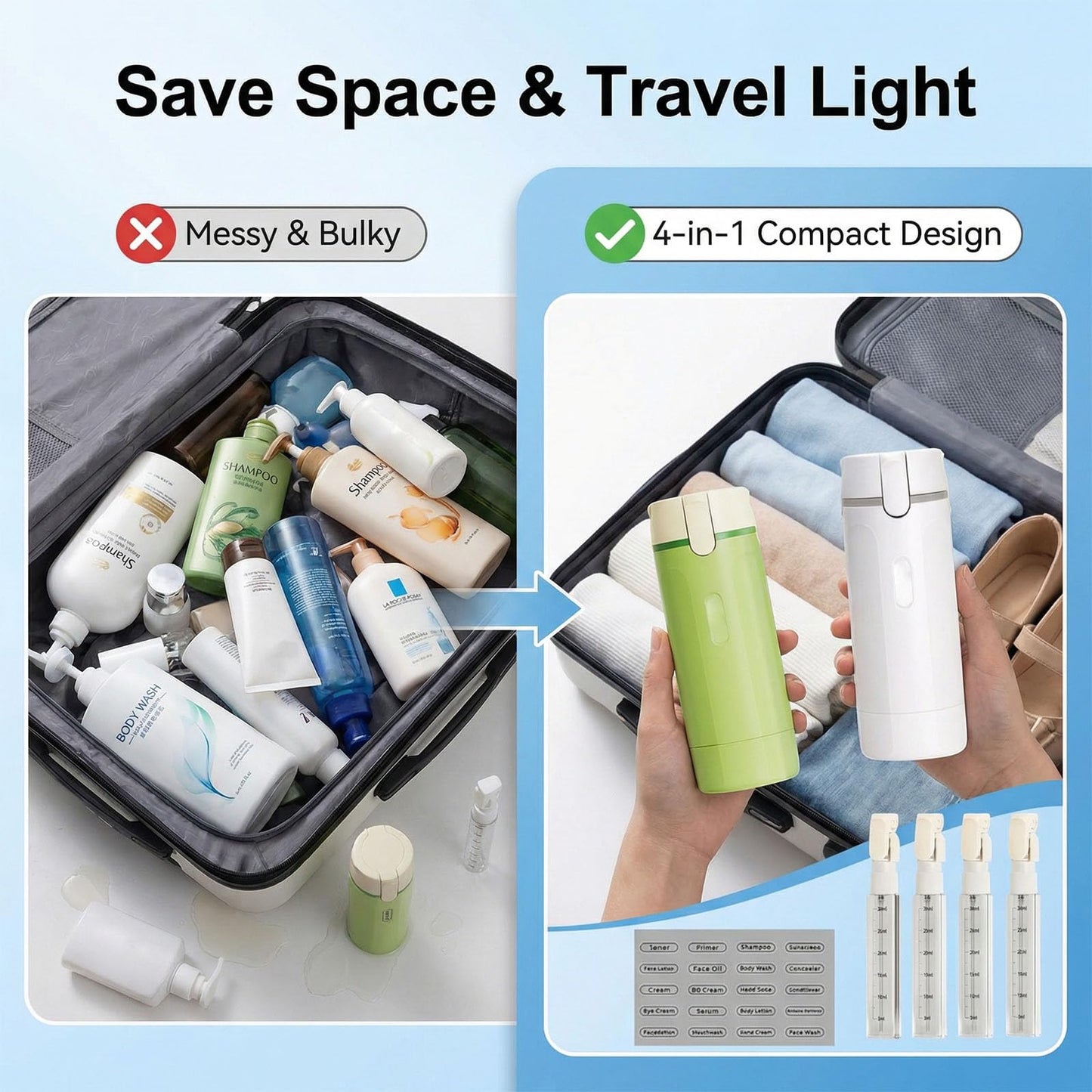 4 in 1 Travel Dispenser Bottle