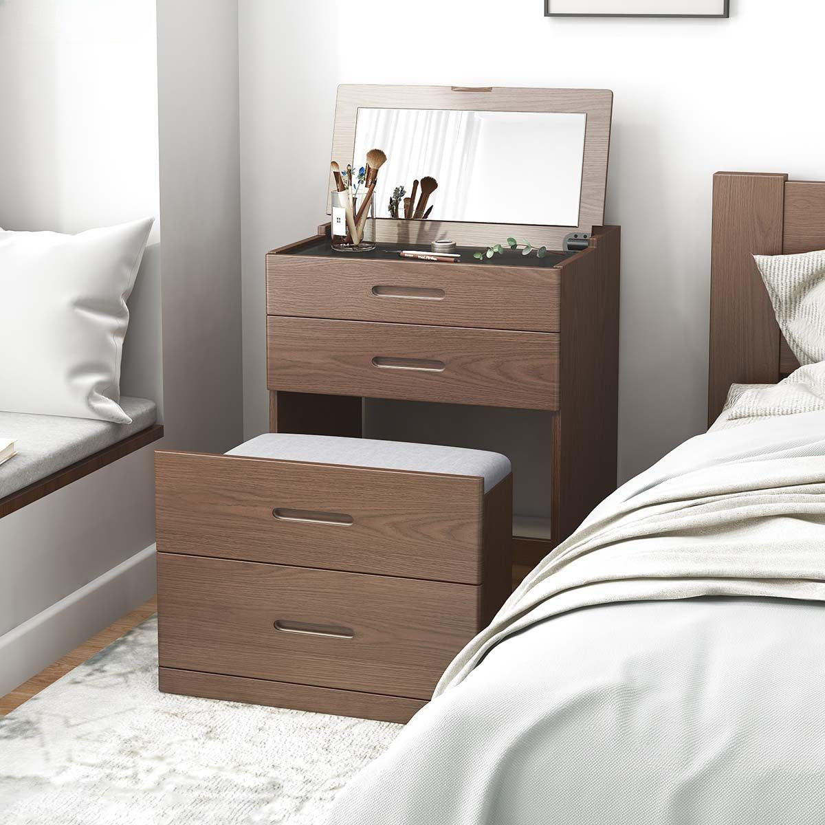 Vanity Table with Chair and Drawers