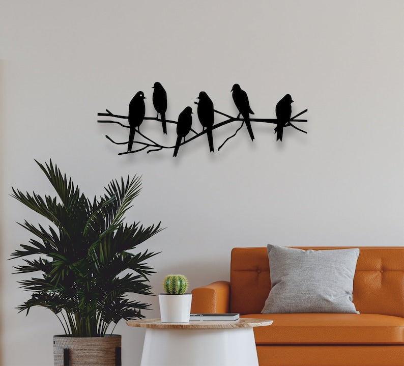 Metal Birds on Branch Wall Decor