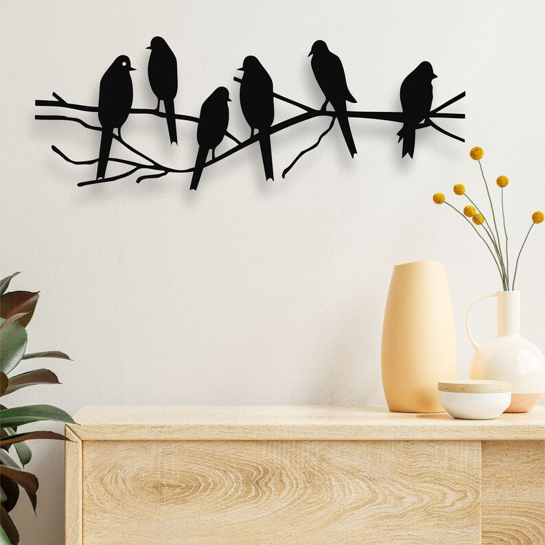 Metal Birds on Branch Wall Decor