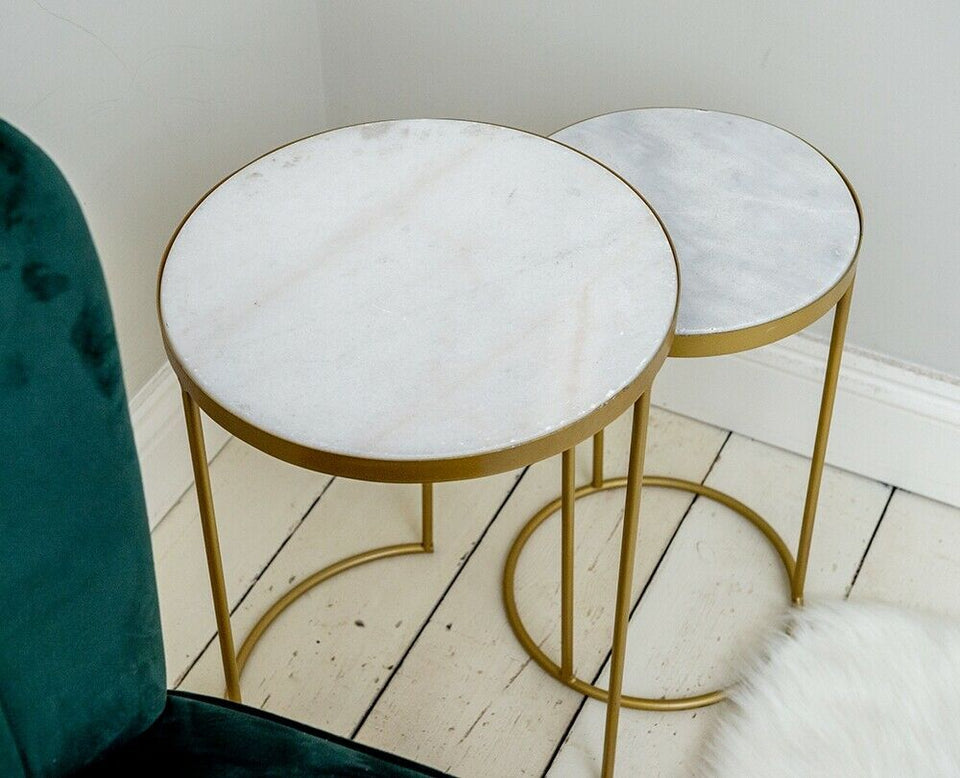 Marble Top Nesting Duo Side Tables